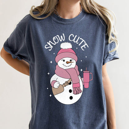 Snow Cute, Bougie Snowman, Christmas, BooJee, Comfort Colors Tshirt