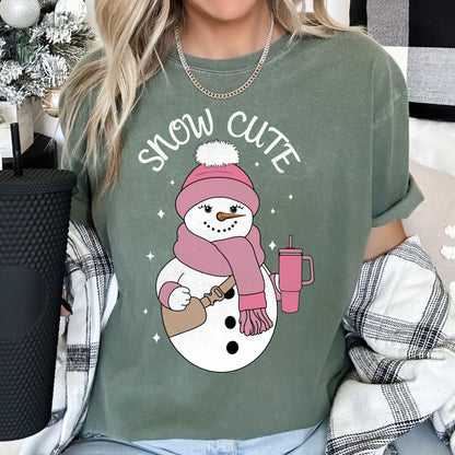 Snow Cute, Bougie Snowman, Christmas, BooJee, Comfort Colors Tshirt