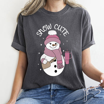 Snow Cute, Bougie Snowman, Christmas, BooJee, Comfort Colors Tshirt