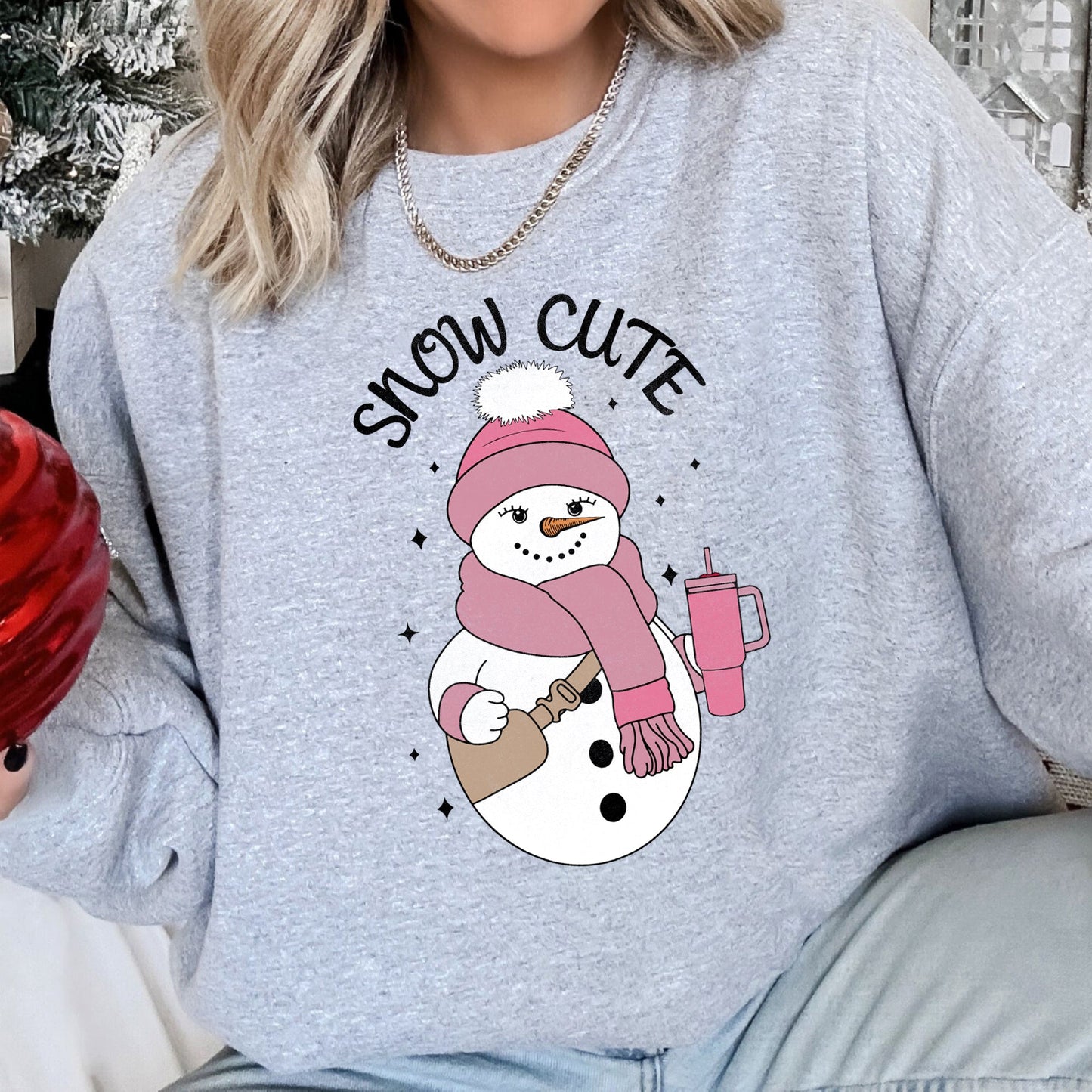 Snow Cute, Bougie Snowman, Christmas Sweatshirt
