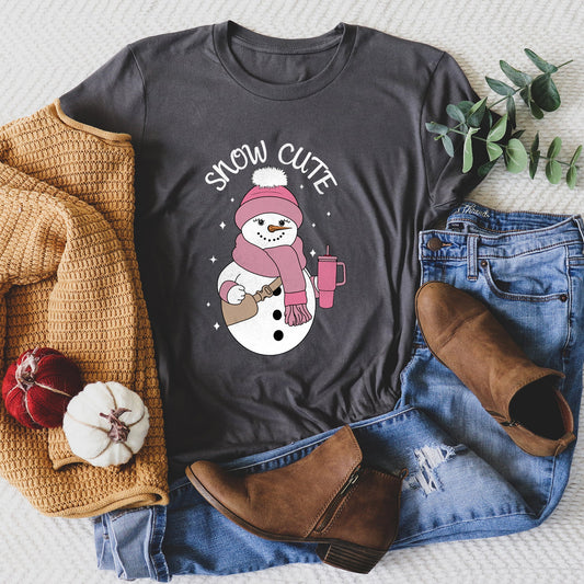 Snow Cute, Bougie Snowman, Christmas, BooJee - white Super Soft Tshirt