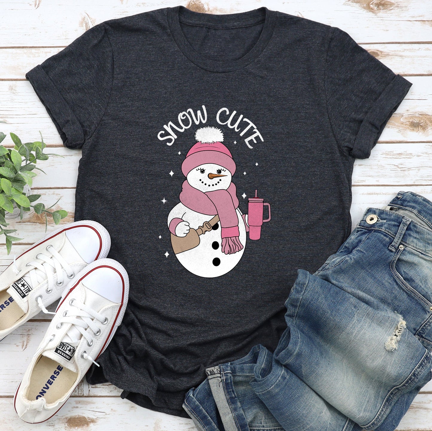 Snow Cute, Bougie Snowman, Christmas, BooJee - white Super Soft Tshirt