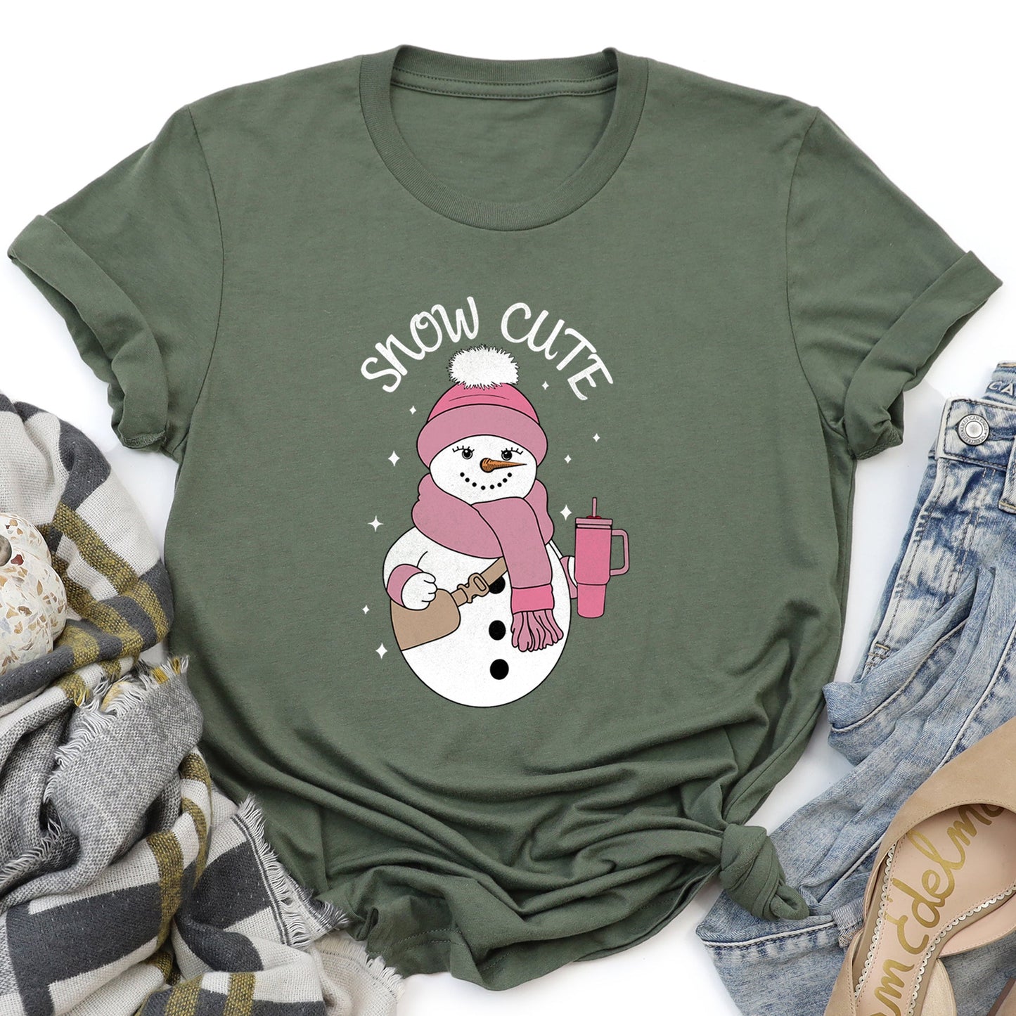 Snow Cute, Bougie Snowman, Christmas, BooJee - white Super Soft Tshirt