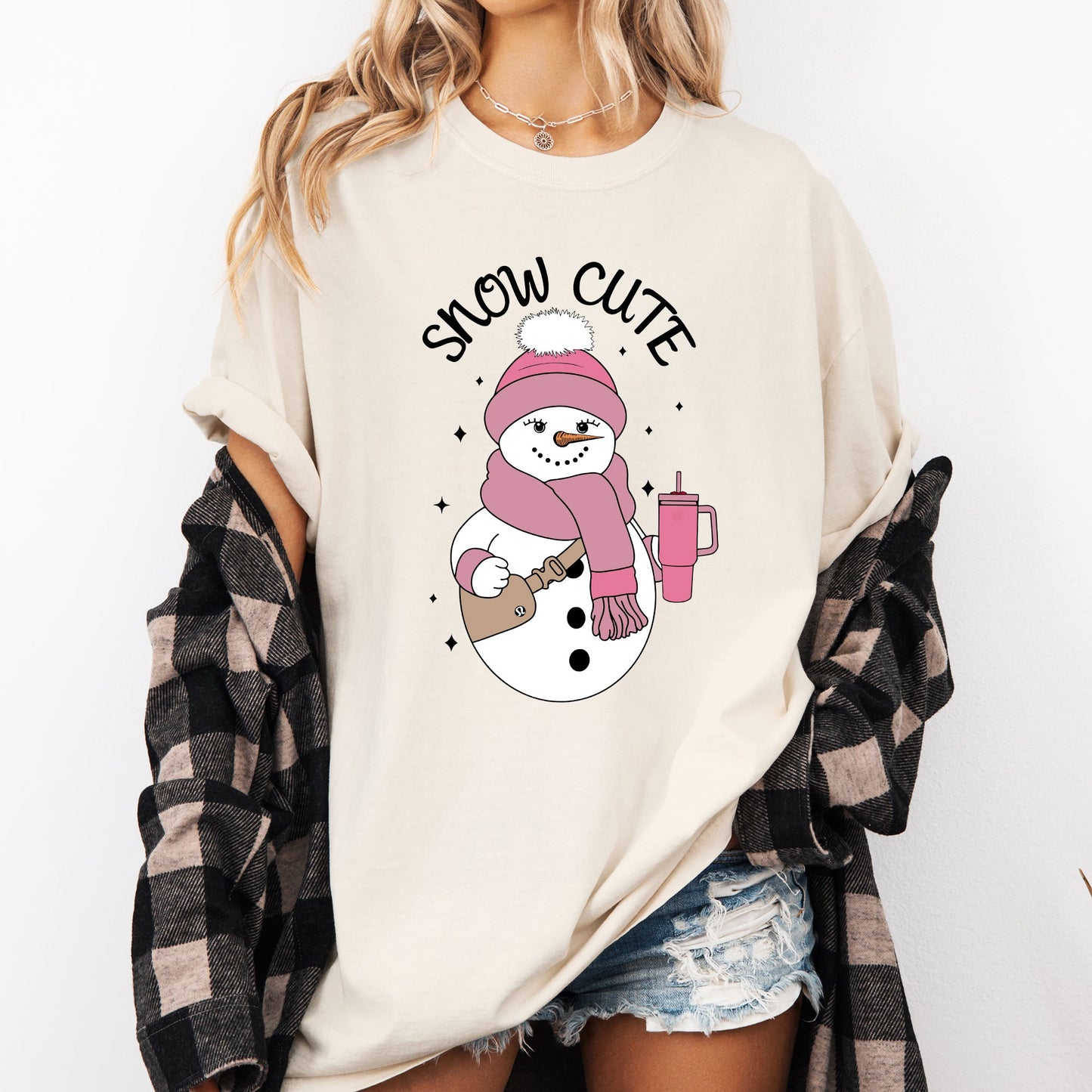 Snow Cute, Bougie, Snowman, Christmas, Winter, Xmas Tshirt Comfort Colors T-Shirt