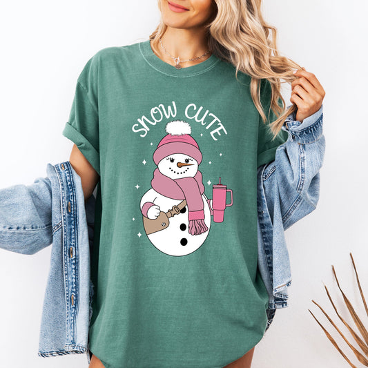 Snow Cute, Bougie, Snowman, Christmas, Winter, Xmas Tshirt Comfort Colors T-Shirt