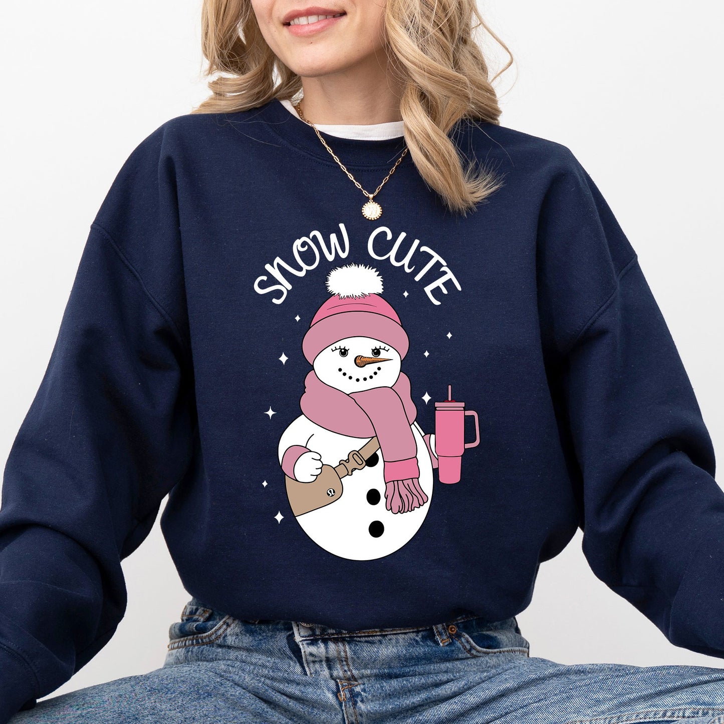 Snow Cute, Bougie, Snowman, Christmas, Winter, Xmas Sweatshirt