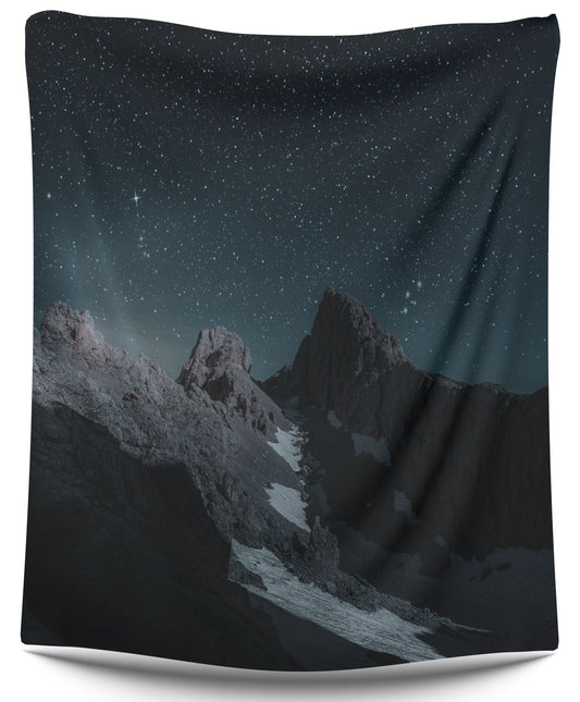 Snow Mountain Dark Stars Tapestry