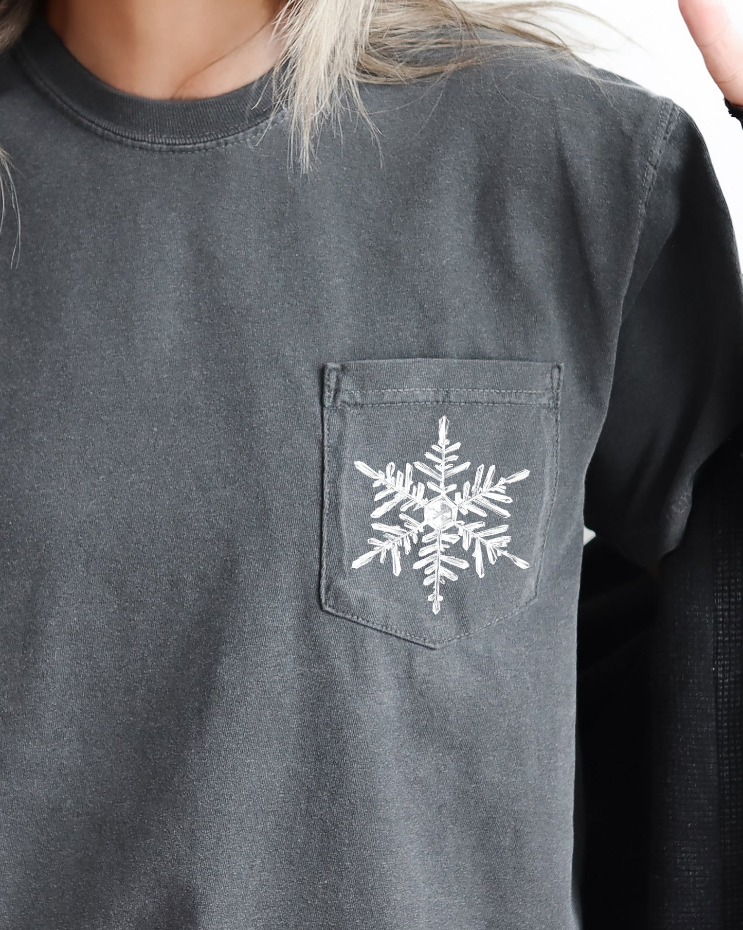 Snowflake, Pocket, Christmas, Winter, Santa, Snow, Xmas Pocket Tee Comfort Colors T-Shirt