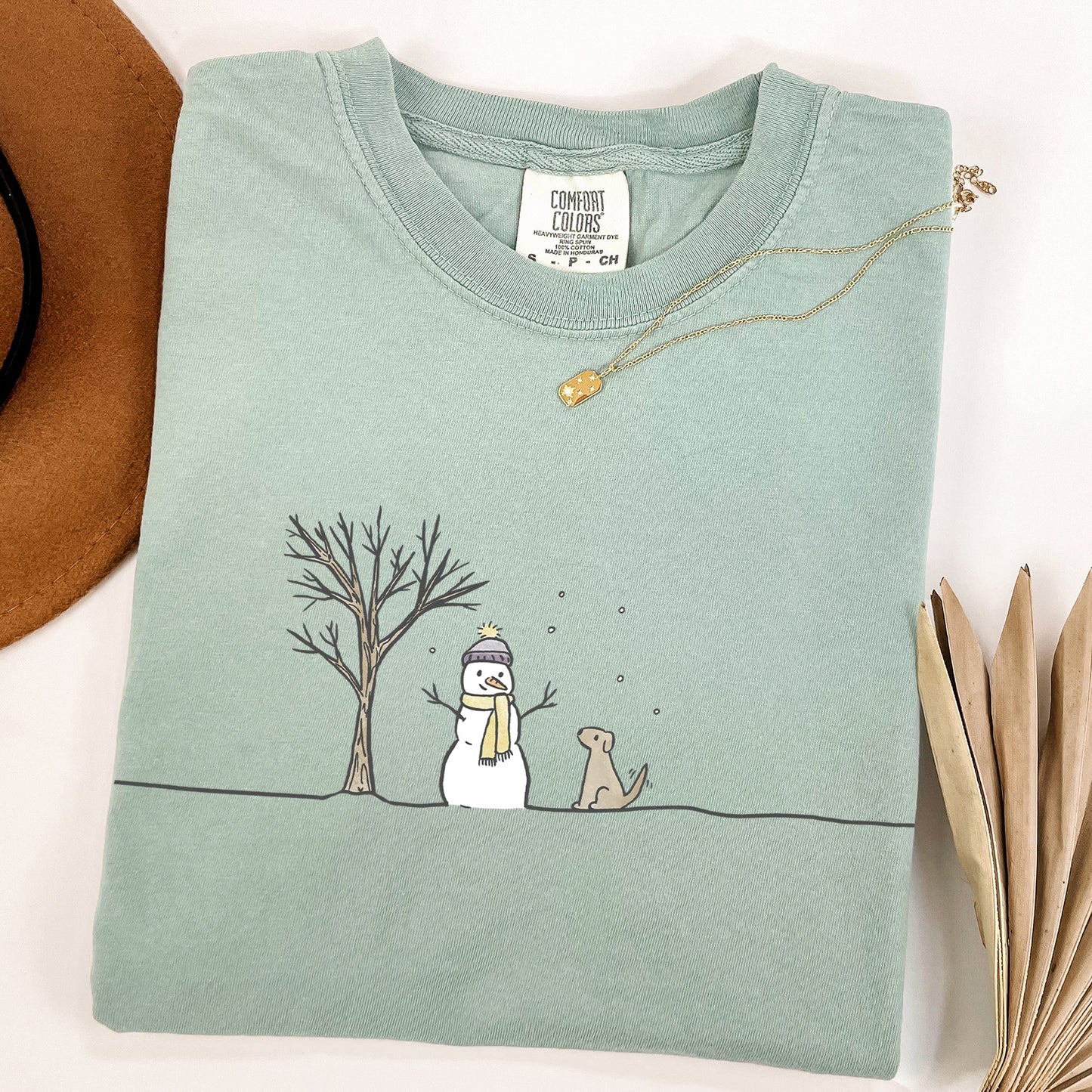 Snowman, Dog, Christmas, Winter, Santa, Xmas, Snow Tshirt Comfort Colors T-Shirt