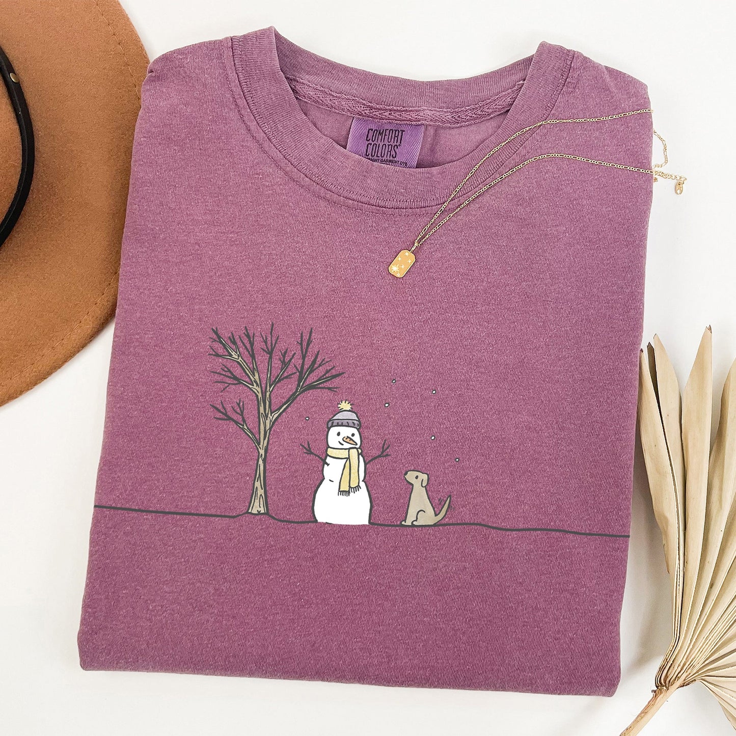 Snowman, Dog, Christmas, Winter, Santa, Xmas, Snow Tshirt Comfort Colors T-Shirt