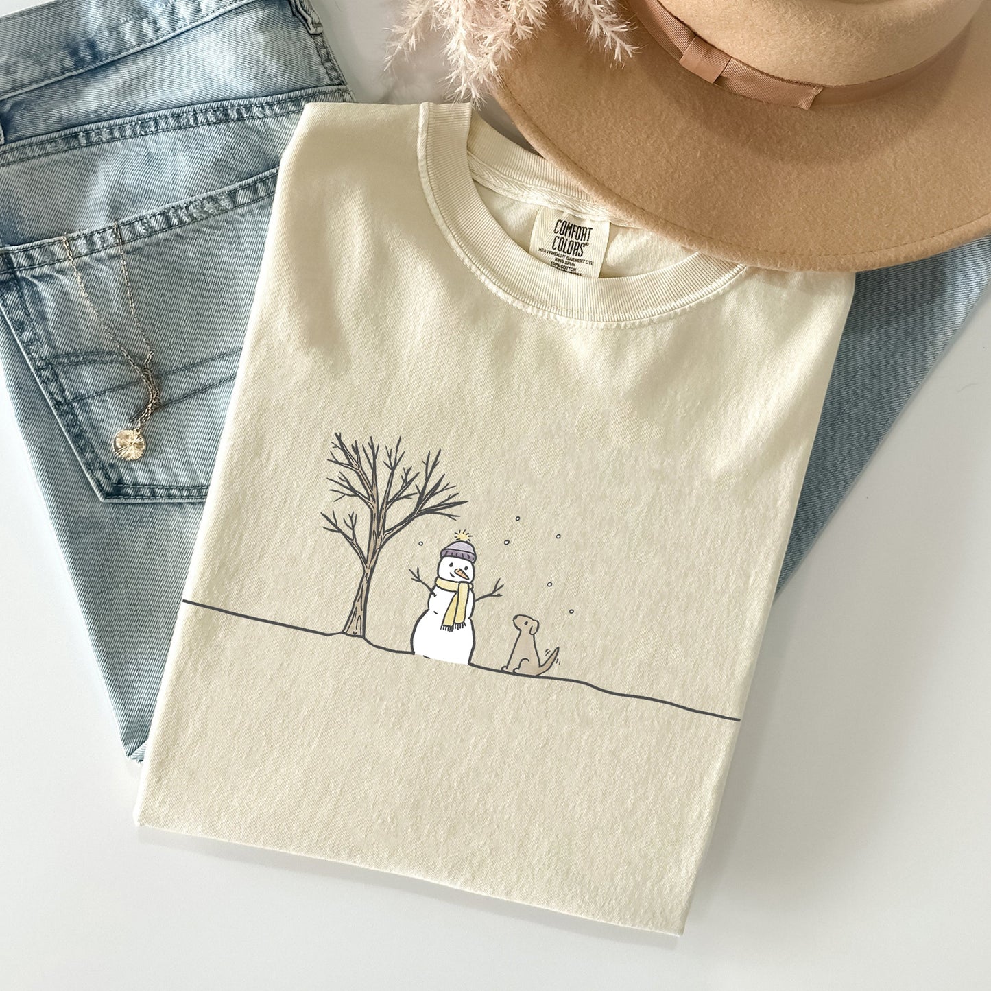 Snowman, Dog, Christmas, Winter, Santa, Xmas, Snow Tshirt Comfort Colors T-Shirt