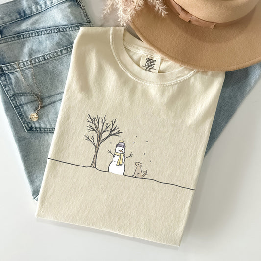 Snowman, Dog, Christmas, Winter, Santa, Xmas, Snow Tshirt Comfort Colors T-Shirt