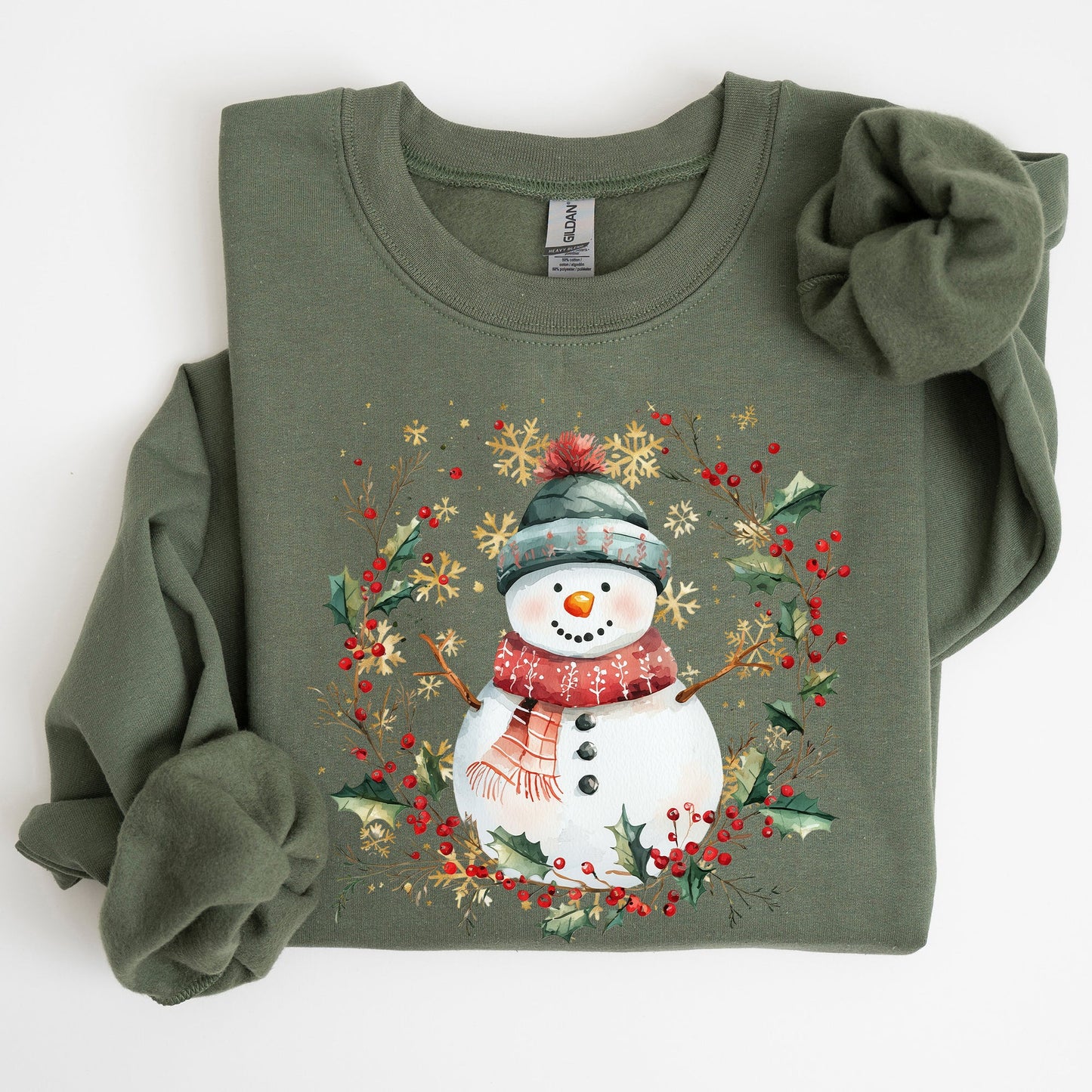 Snowman, Wreath, Christmas Botanical, Holly, Santa, Cute Sweatshirt