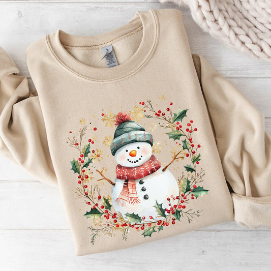 Snowman, Wreath, Christmas Botanical, Holly, Santa, Cute Sweatshirt