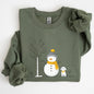 Snowman and Dog, Cute, Winter, Tree, Christmas, Snow Sweatshirt