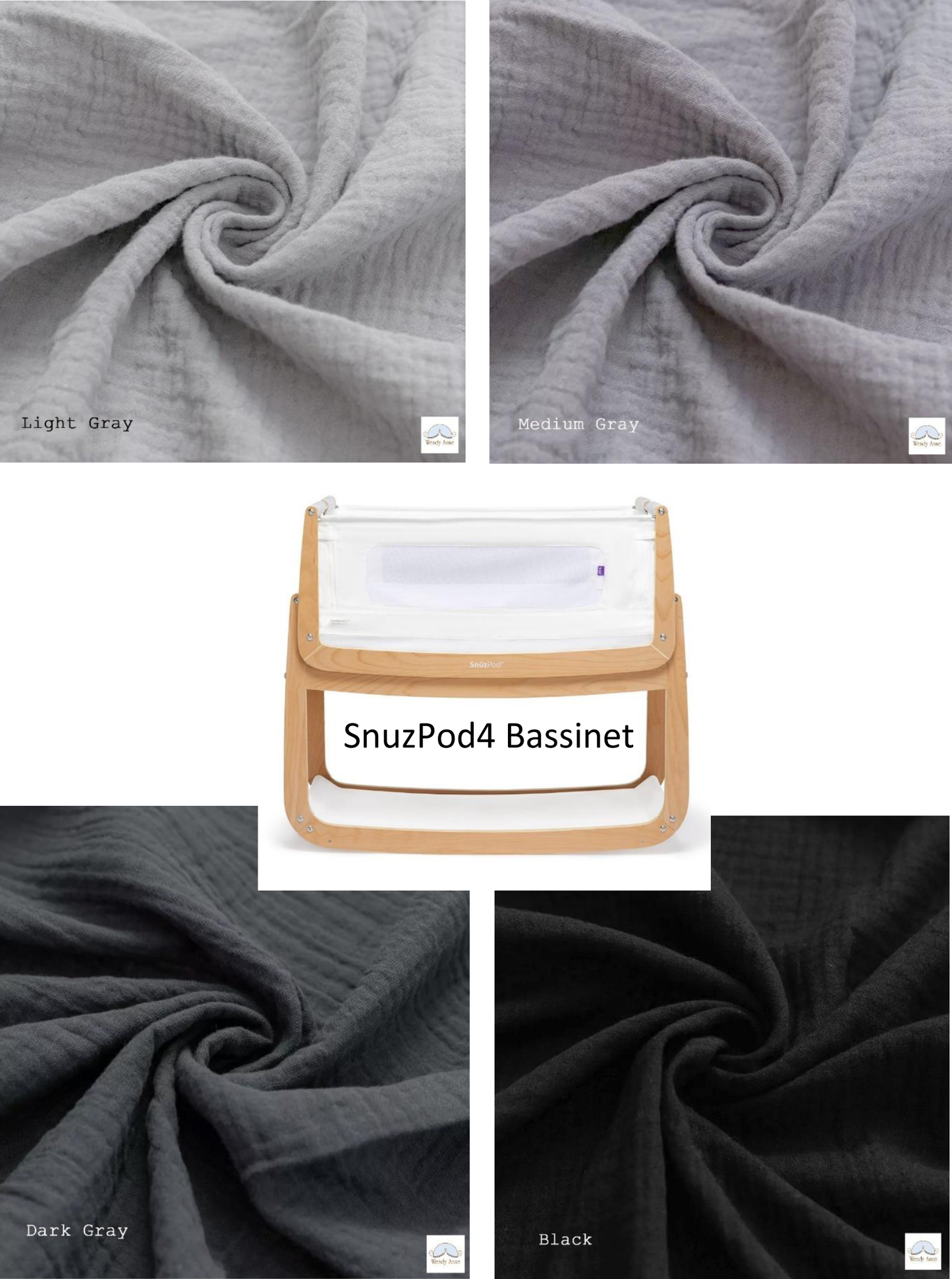 SnuzPod 4 Bassinet Cradle Custom Made Fitted Sheet - Organic Cotton Gauze