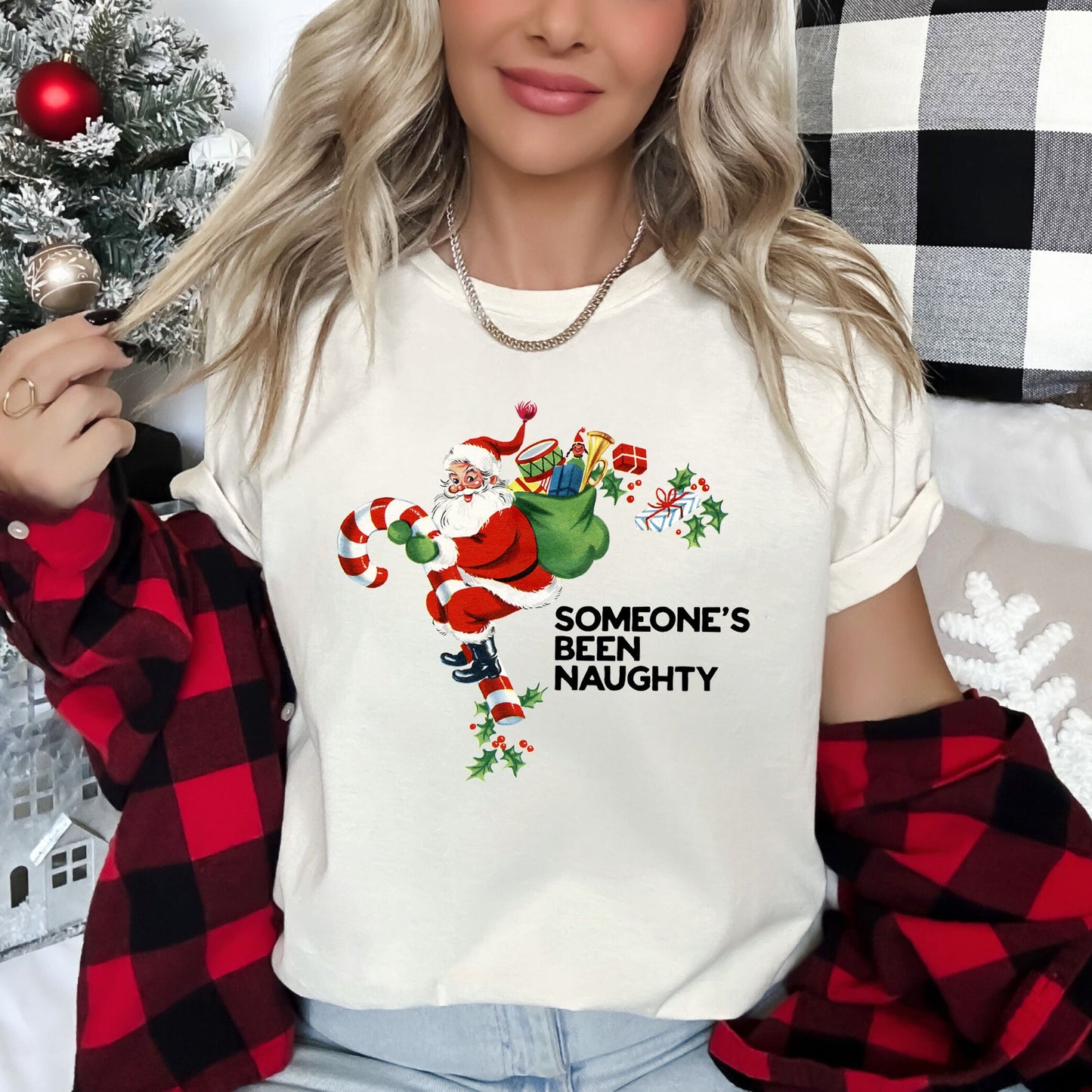 Someone's Been Naughty, Santa, Retro, Christmas Super Soft Tees