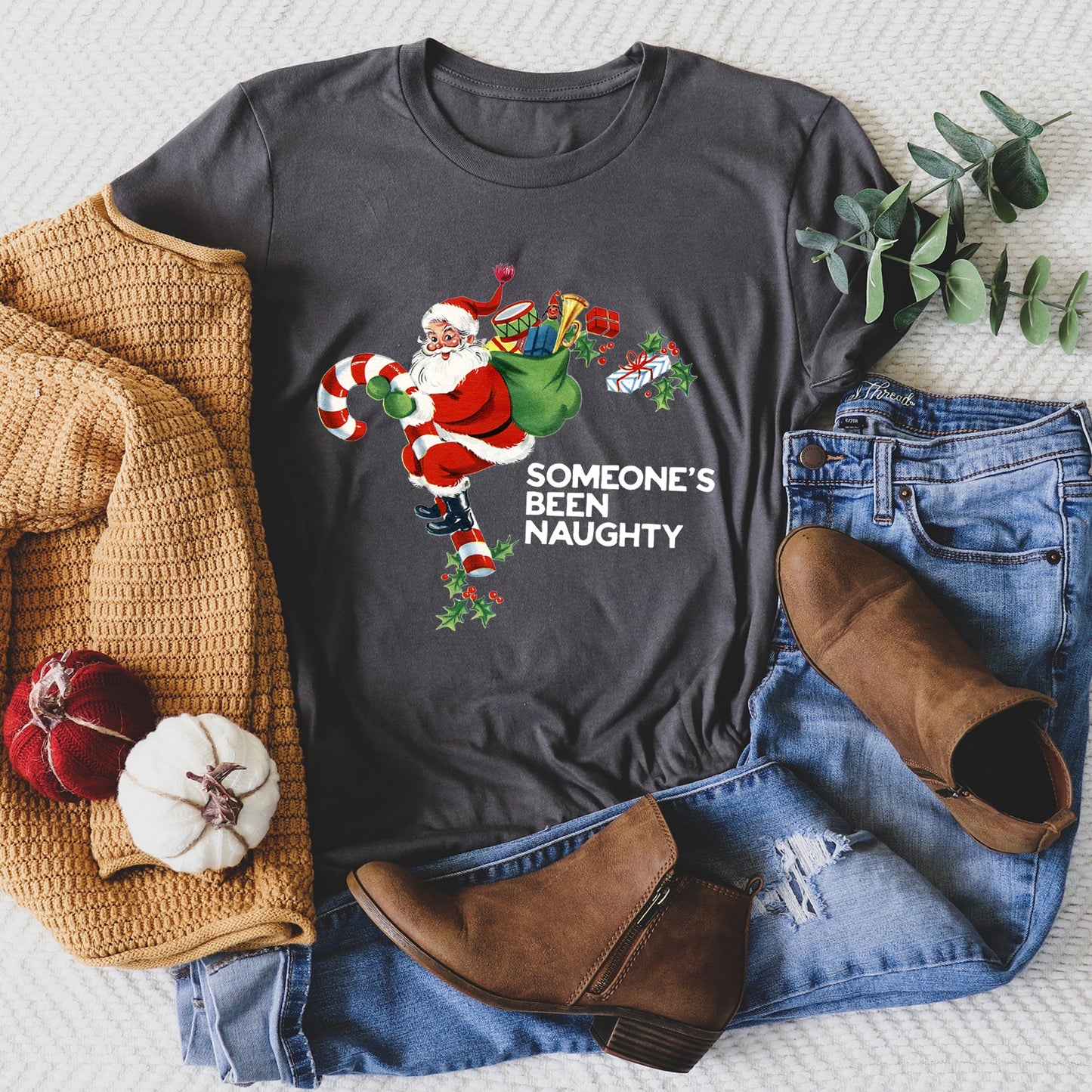 Someone's Been Naughty, Santa, Retro, Christmas - White Super Soft Tees