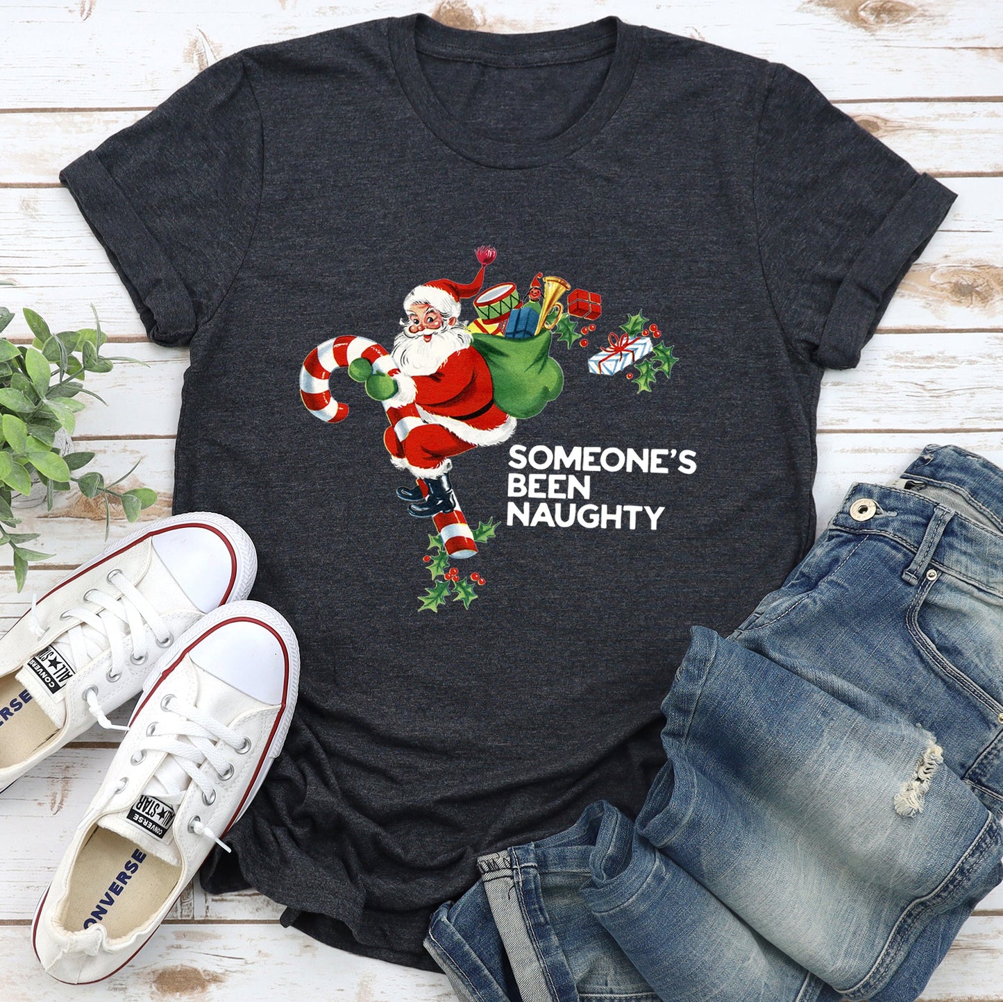 Someone's Been Naughty, Santa, Retro, Christmas - White Super Soft Tees