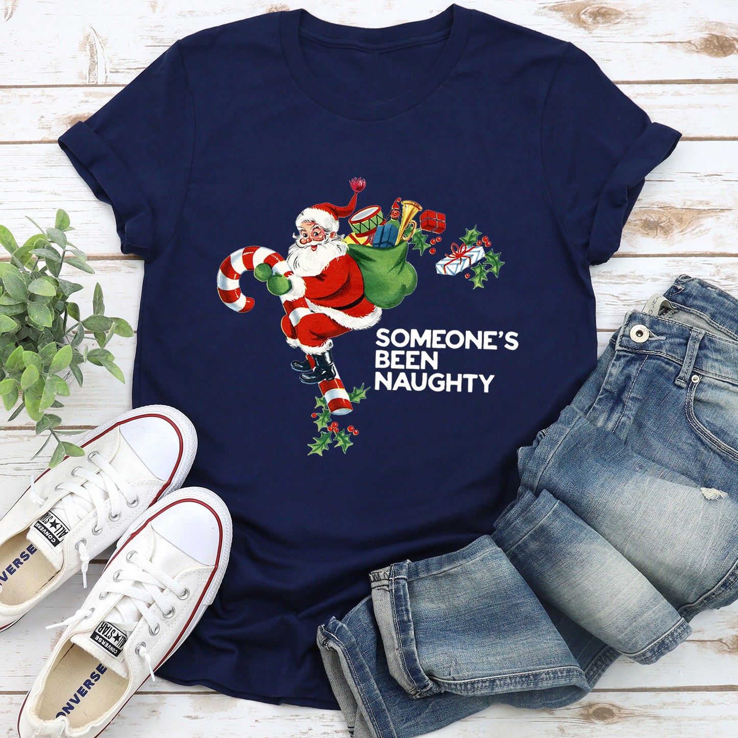 Someone's Been Naughty, Santa, Retro, Christmas - White Super Soft Tees