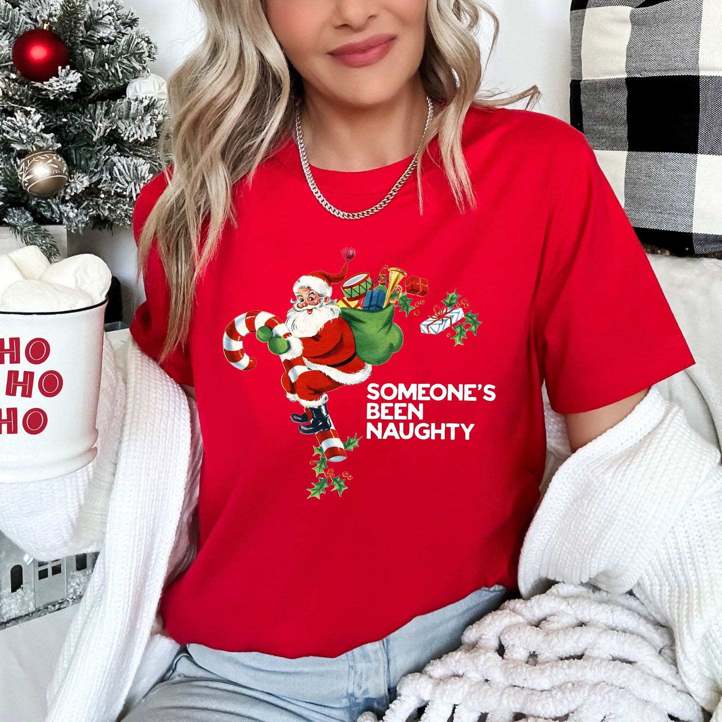Someone's Been Naughty, Santa, Retro, Christmas - White Super Soft Tees