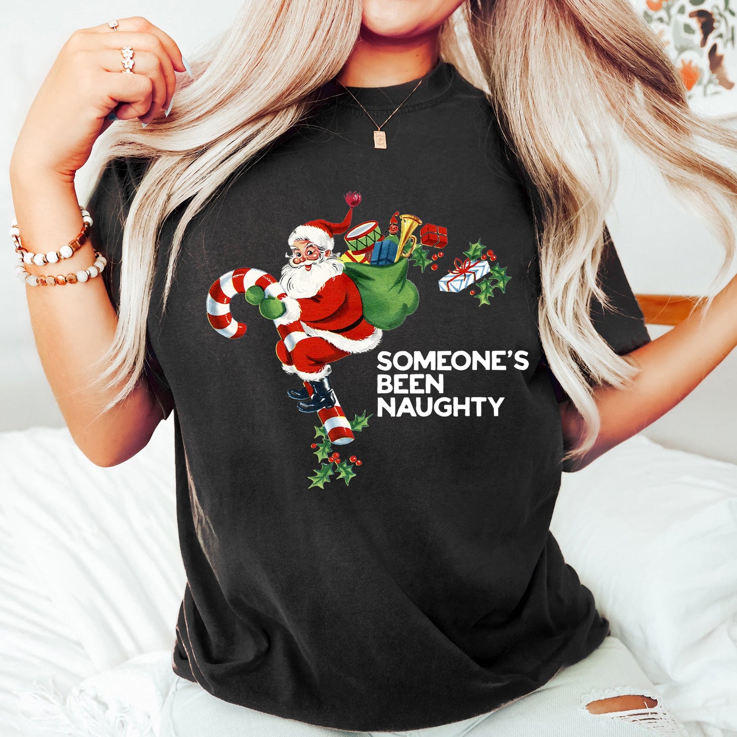 Someone's Been Naughty, Santa, Retro, Christmas, Comfort Colors Tshirt