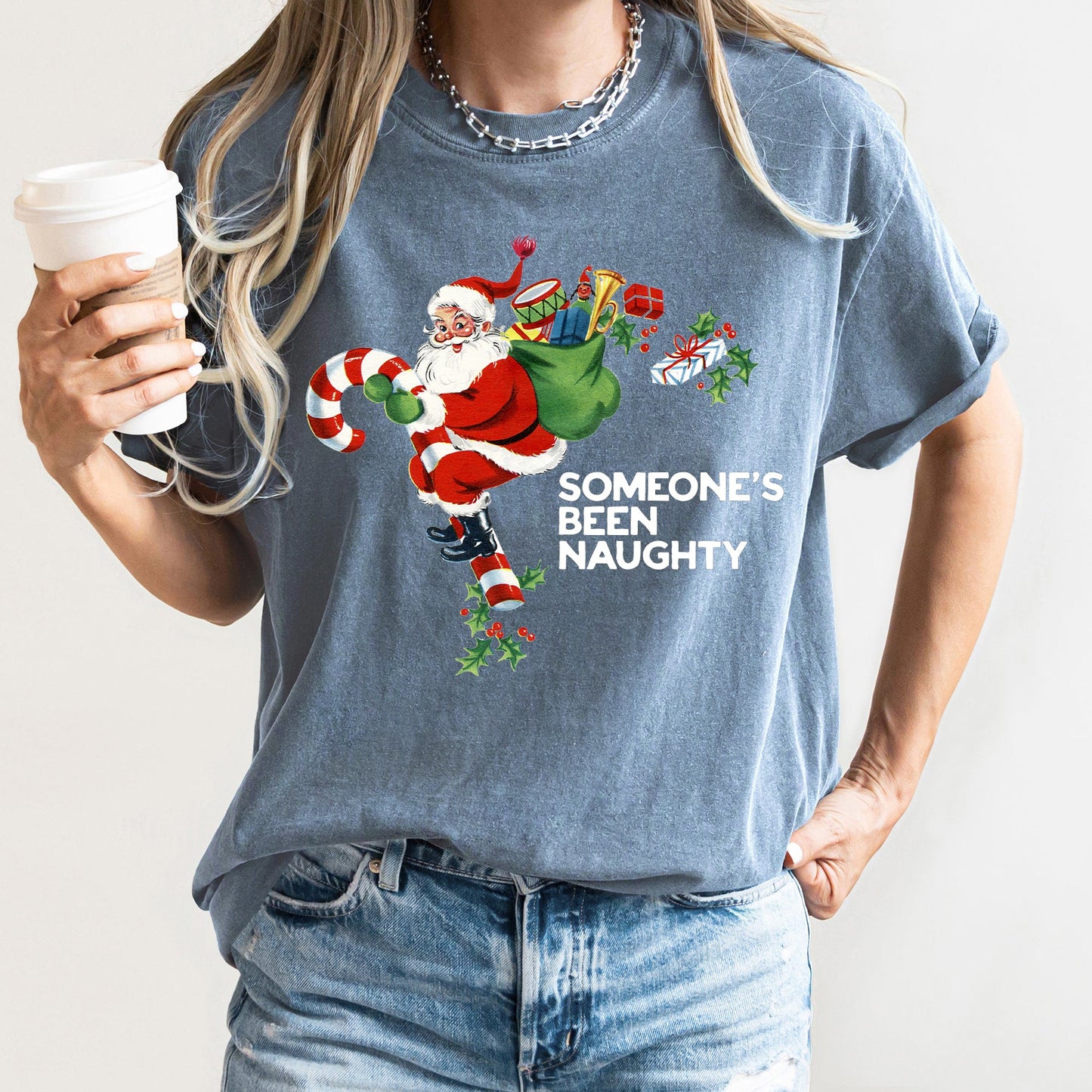 Someone's Been Naughty, Santa, Retro, Christmas, Comfort Colors Tshirt