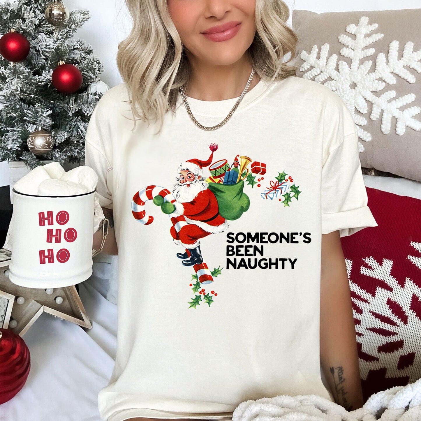Someone's Been Naughty, Santa, Retro, Christmas, Comfort Colors Tshirt