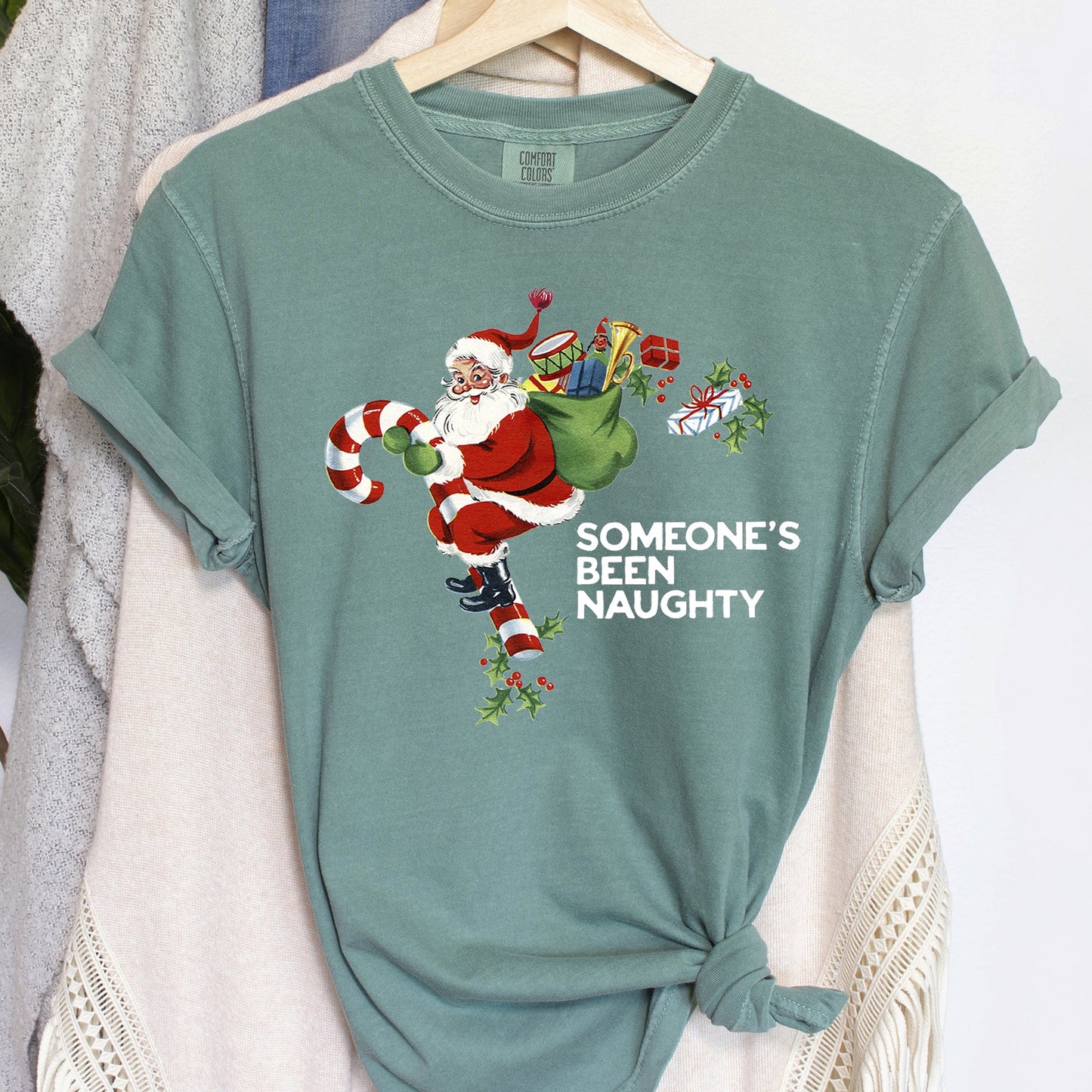 Someone's Been Naughty, Santa, Retro, Christmas, Comfort Colors Tshirt