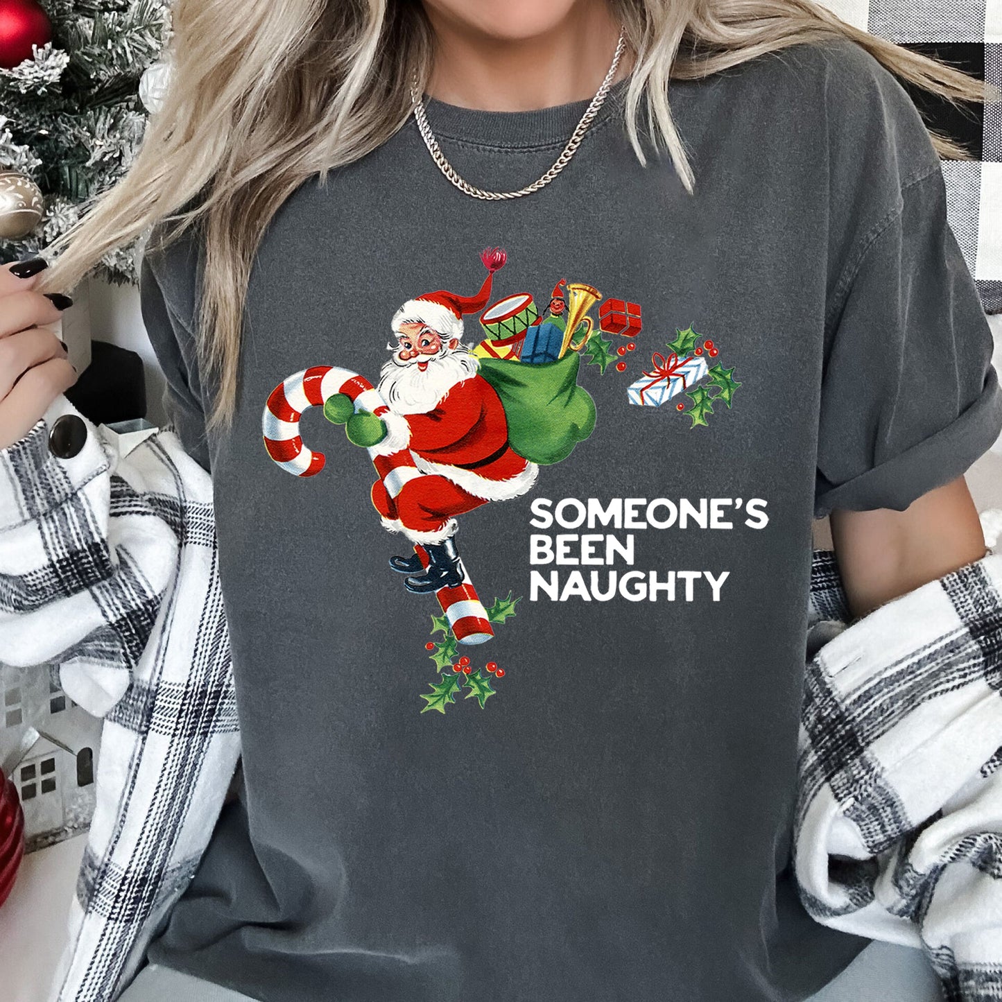 Someone's Been Naughty, Santa, Retro, Christmas, Comfort Colors Tshirt