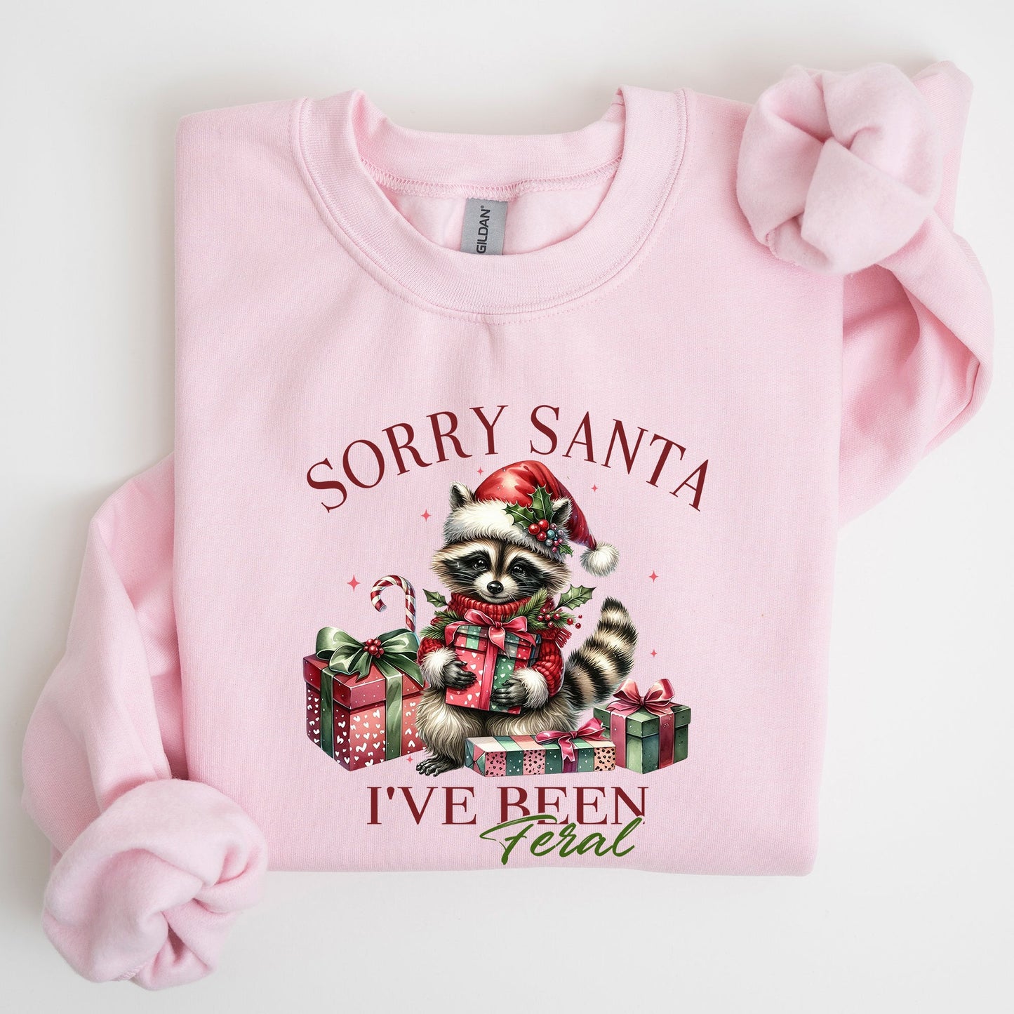Sorry Santa, I've Been Feral, Raccoon, Presents, Christmas, Funny, Cute, Xmas Sweatshirt