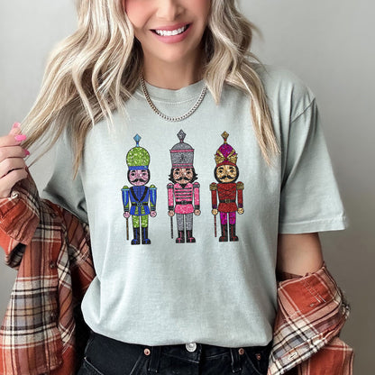 Sparkly Nutcrackers, Glitter Effect, Christmas, Comfort Colors Tshirt