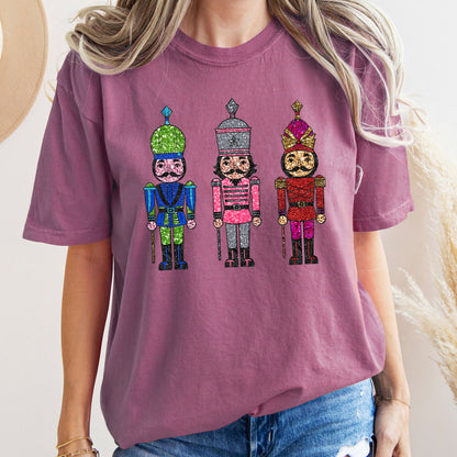 Sparkly Nutcrackers, Glitter Effect, Christmas, Comfort Colors Tshirt