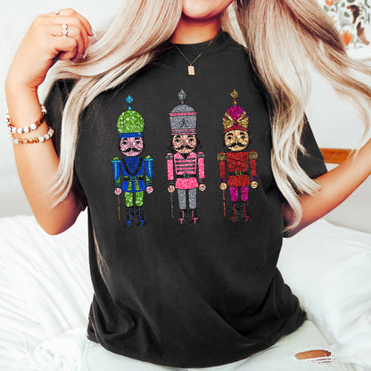 Sparkly Nutcrackers, Glitter Effect, Christmas, Comfort Colors Tshirt