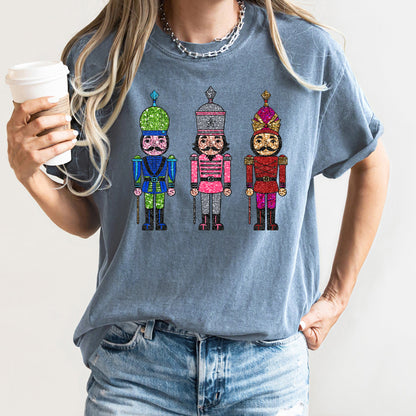 Sparkly Nutcrackers, Glitter Effect, Christmas, Comfort Colors Tshirt