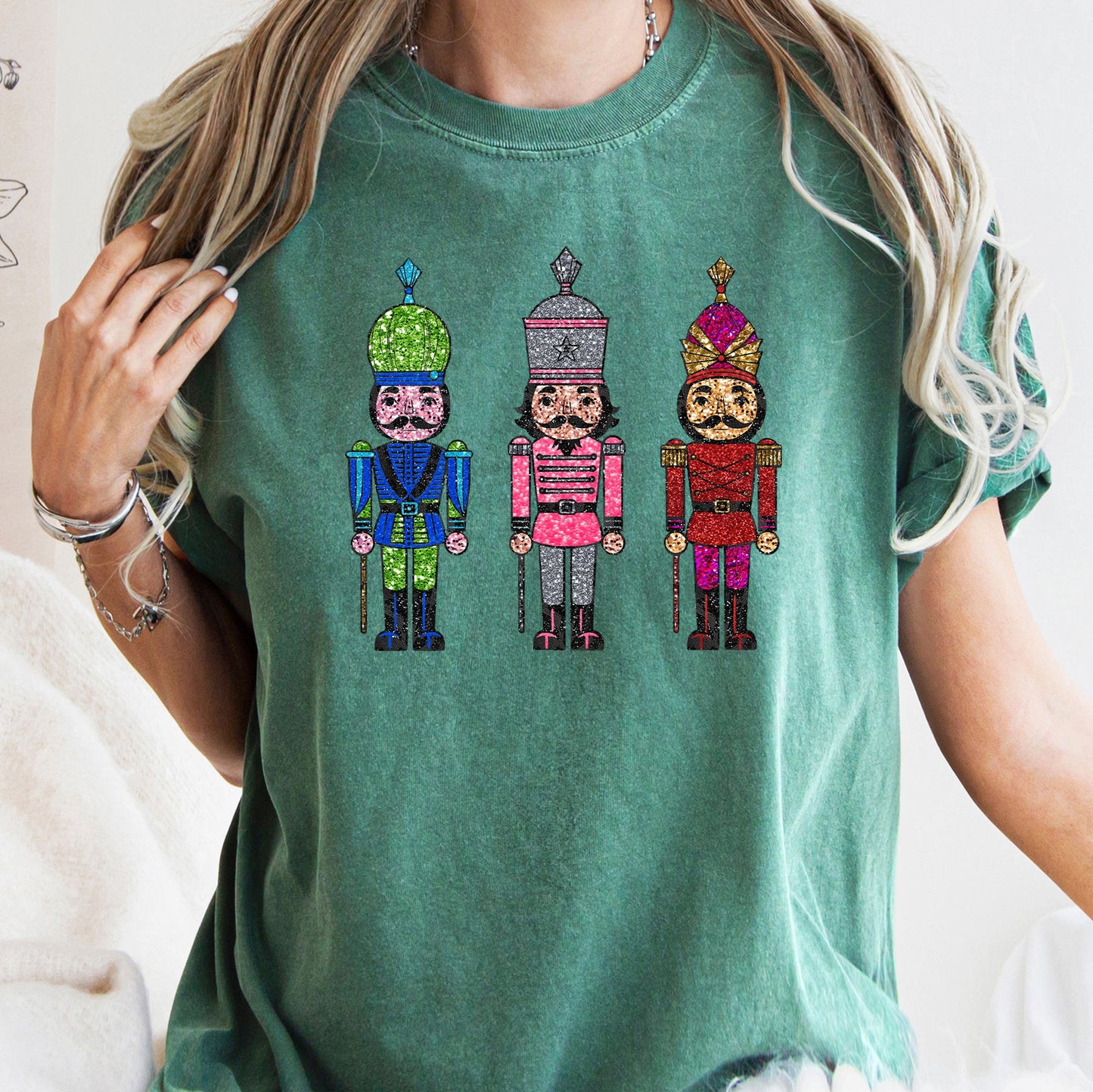 Sparkly Nutcrackers, Glitter Effect, Christmas, Comfort Colors Tshirt