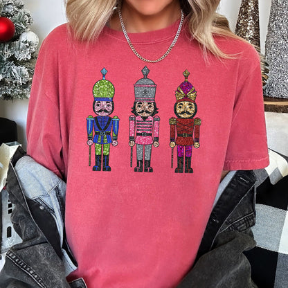Sparkly Nutcrackers, Glitter Effect, Christmas, Comfort Colors Tshirt
