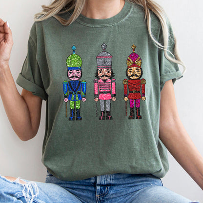 Sparkly Nutcrackers, Glitter Effect, Christmas, Comfort Colors Tshirt