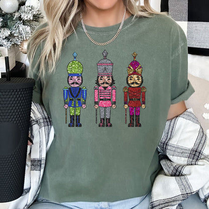 Sparkly Nutcrackers, Glitter Effect, Christmas, Comfort Colors Tshirt