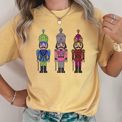 Sparkly Nutcrackers, Glitter Effect, Christmas, Comfort Colors Tshirt