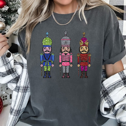 Sparkly Nutcrackers, Glitter Effect, Christmas, Comfort Colors Tshirt
