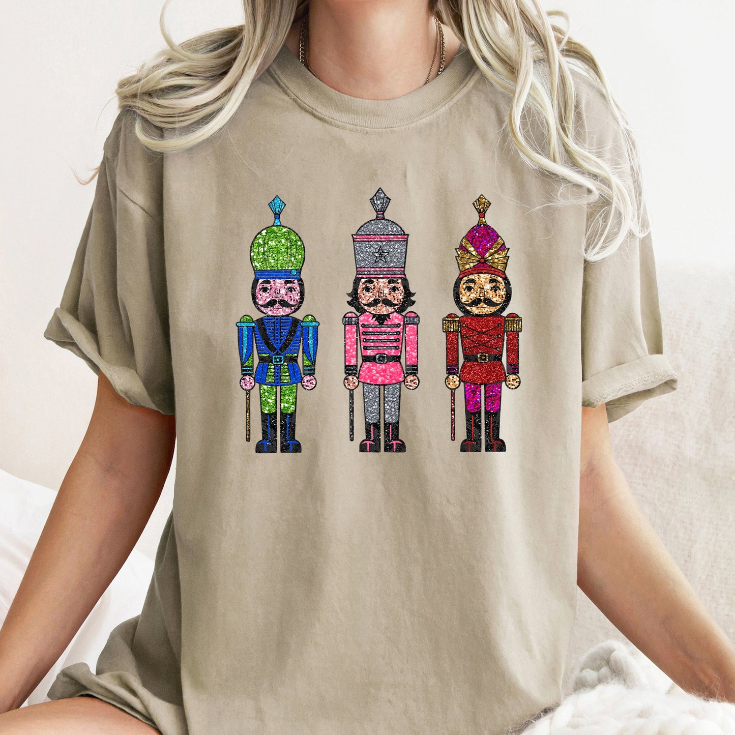 Sparkly Nutcrackers, Glitter Effect, Christmas, Comfort Colors Tshirt