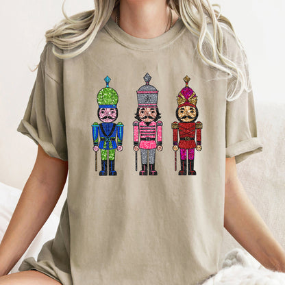 Sparkly Nutcrackers, Glitter Effect, Christmas, Comfort Colors Tshirt
