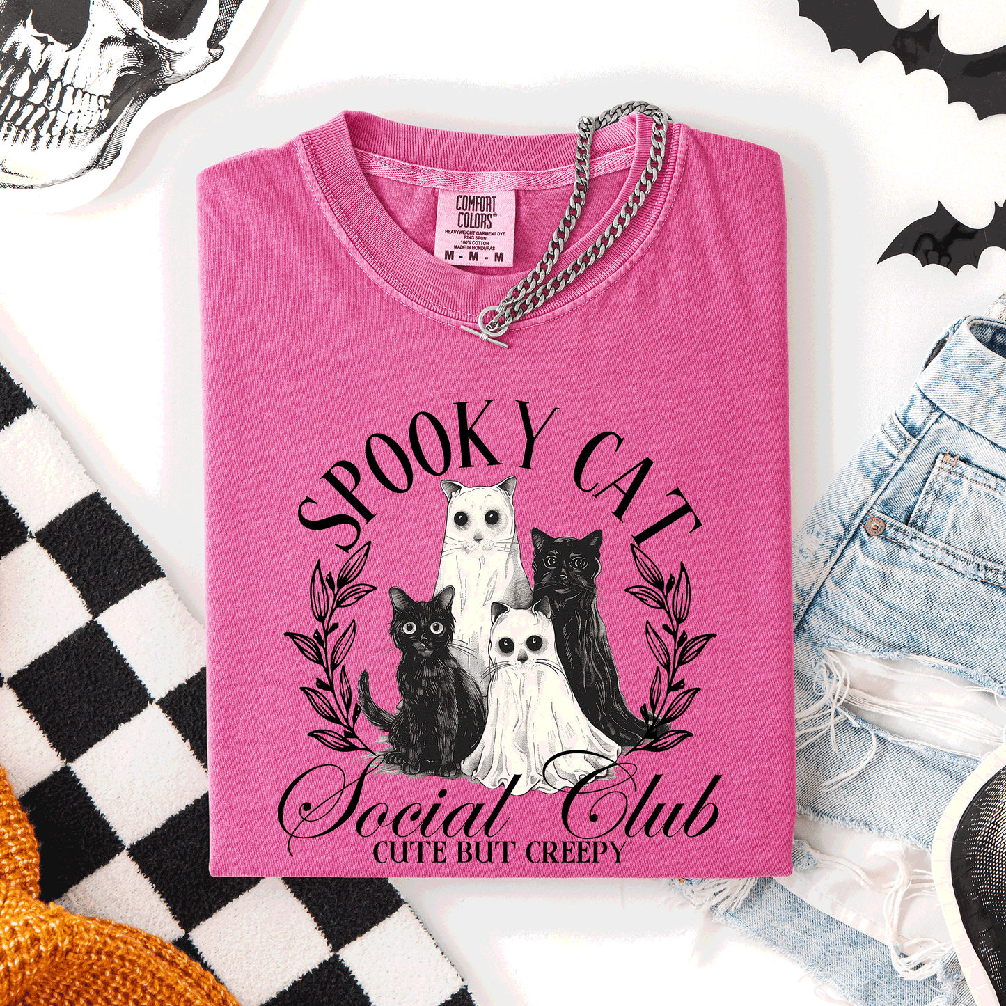 Spooky Cat Social Club, Cute, Halloween, Ghosts, Witch, Comfort Colors T-Shirt
