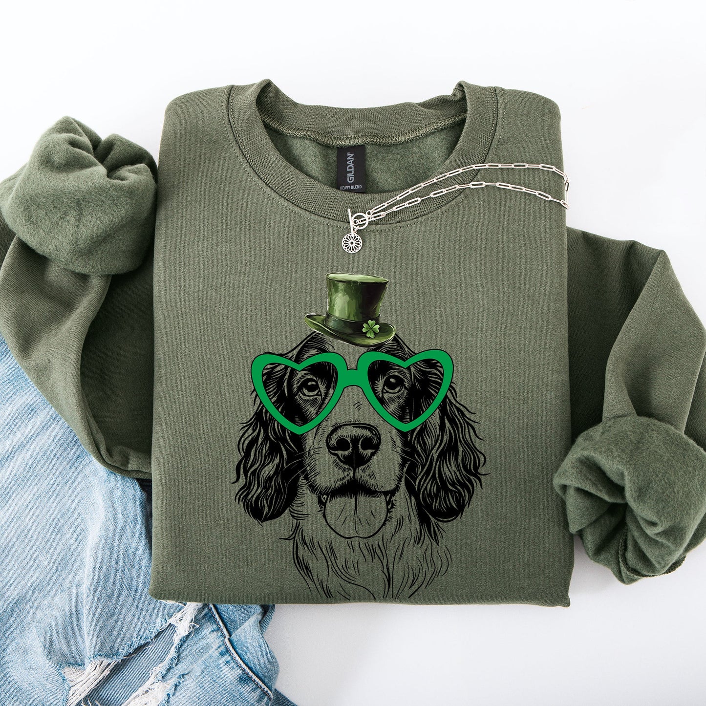 Springer Spaniel, Adorable Dog, St Patrick's Day, Lucky, Irish Sweatshirt