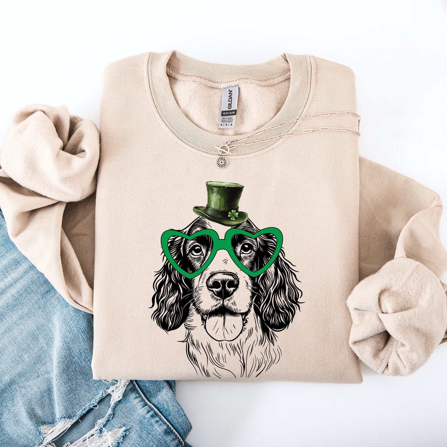 Springer Spaniel, Adorable Dog, St Patrick's Day, Lucky, Irish Sweatshirt