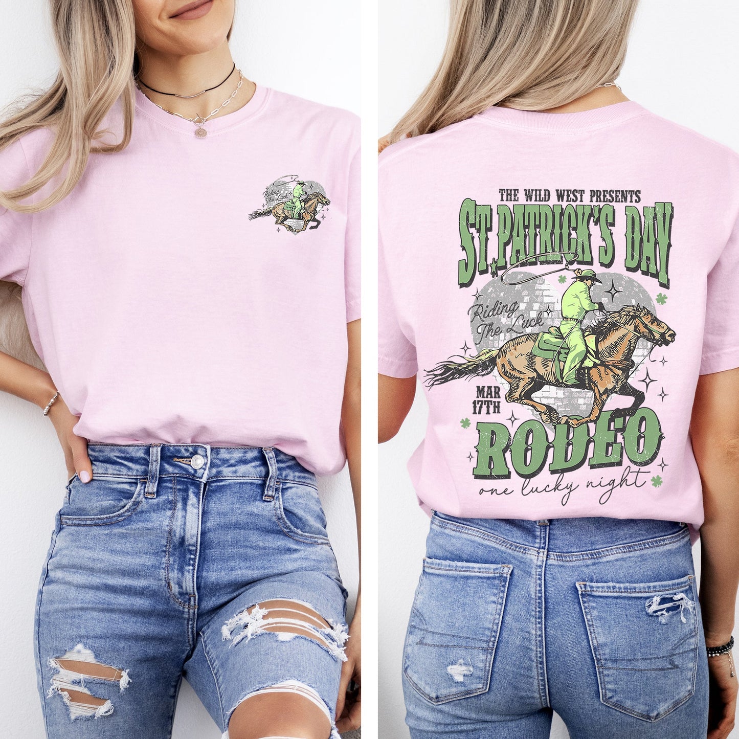 St Patrick's Day Rodeo, Cowboy, St Patrick's Day, Shamrock, Clover, Lucky, Leprechaun Tshirt Comfort Colors T-Shirt