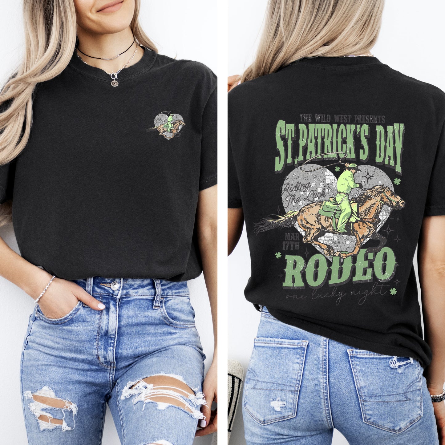 St Patrick's Day Rodeo, Cowboy, St Patrick's Day, Shamrock, Clover, Lucky, Leprechaun Tshirt Comfort Colors T-Shirt