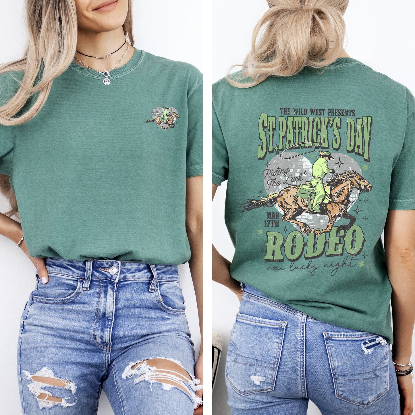St Patrick's Day Rodeo, Cowboy, St Patrick's Day, Shamrock, Clover, Lucky, Leprechaun Tshirt Comfort Colors T-Shirt