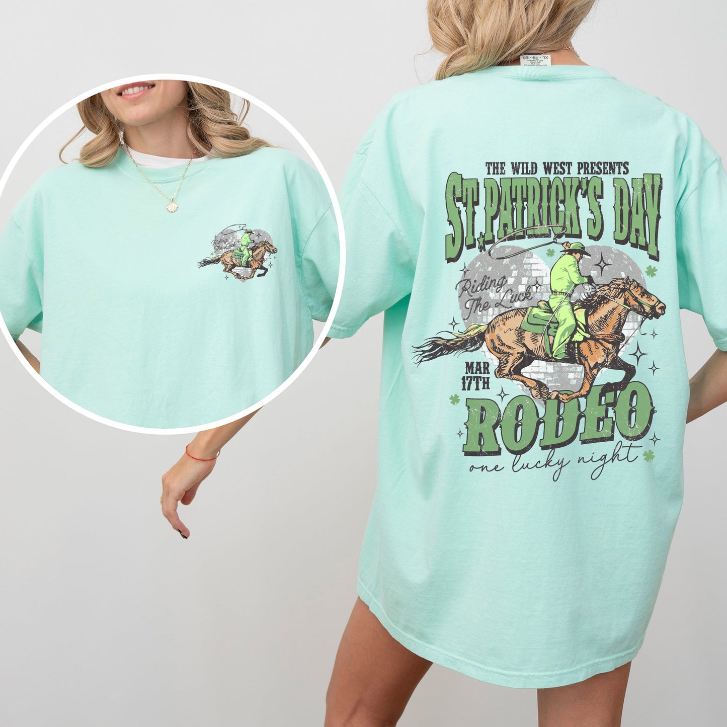 St Patrick's Day Rodeo, Cowboy, St Patrick's Day, Shamrock, Clover, Lucky, Leprechaun Tshirt Comfort Colors T-Shirt
